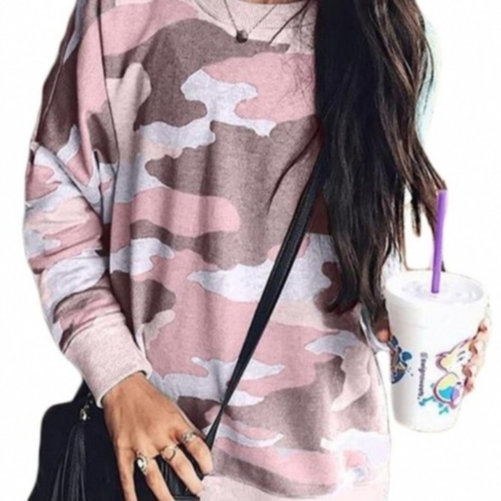 Dusty Pink Digital Camo Print Sweatshirt